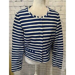GAP Blue and White Striped Zip Up Short Jacket Coat Size 8